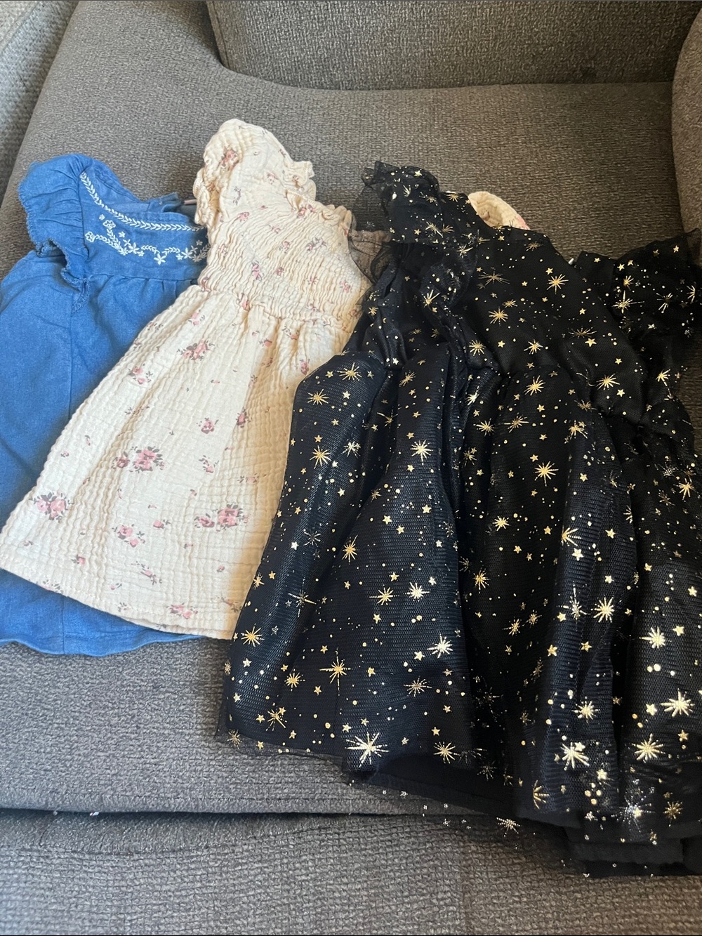 Girls set of 3 Dresses Size 9 months Black Gold Star Tulle Party Dresss
